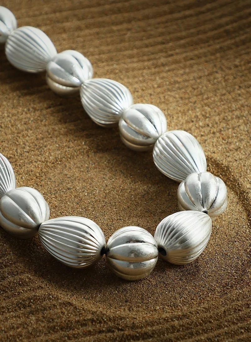SOHI SOHI Women's The Ribbed-Ovoid Collar Necklace For Evening Wear | Metallic  Colour | Alloy Material | Lobster Clasp Closure | Metallic Necklace | Collar Necklace For Women & Girls