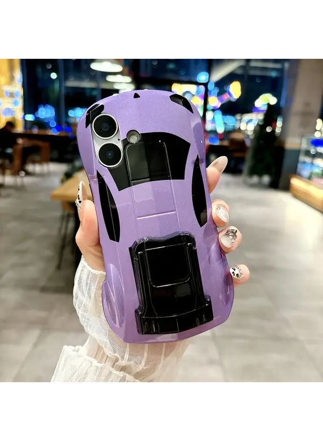 Purple Sports Car Style Phone Case With Stand For iPhone 14 Anti Fall Cover - Image 1
