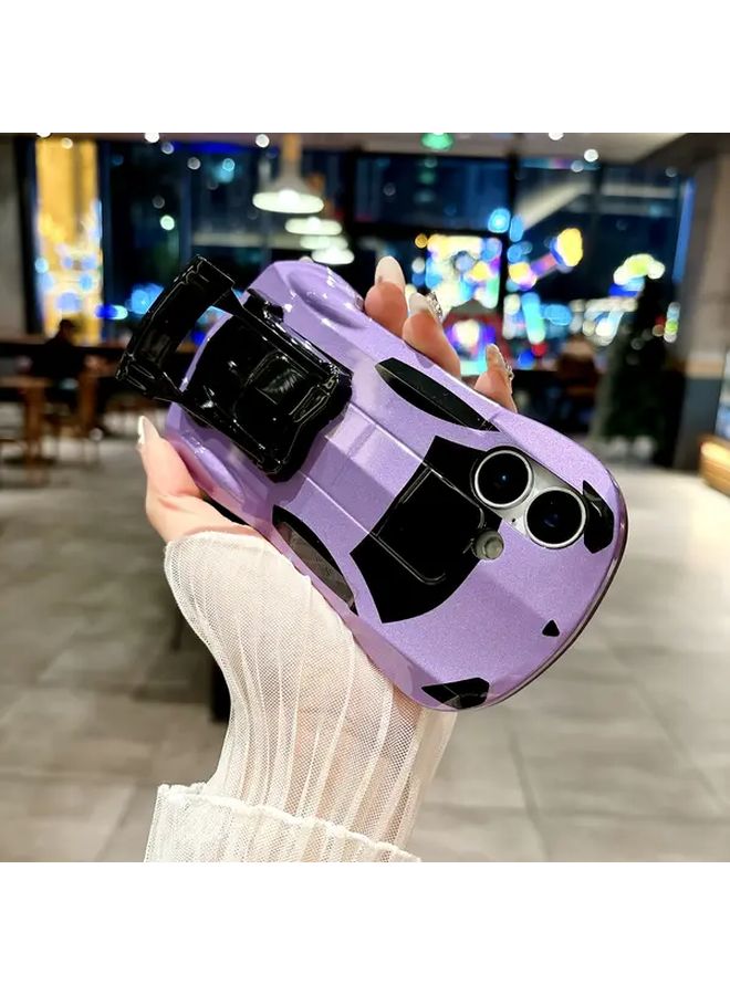 Purple Sports Car Style Phone Case With Stand For iPhone 14 Anti Fall Cover - Image 2
