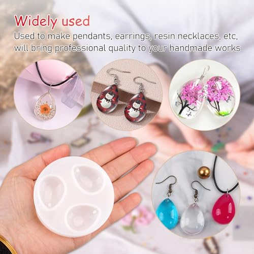 Comidox 2Pcs Silicone Pendant Water Drop Gem Mold Resin Casting Pendant Tool with Hole - Image 2