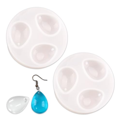 Comidox 2Pcs Silicone Pendant Water Drop Gem Mold Resin Casting Pendant Tool with Hole - Image 1