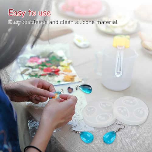 Comidox 2Pcs Silicone Pendant Water Drop Gem Mold Resin Casting Pendant Tool with Hole - Image 4