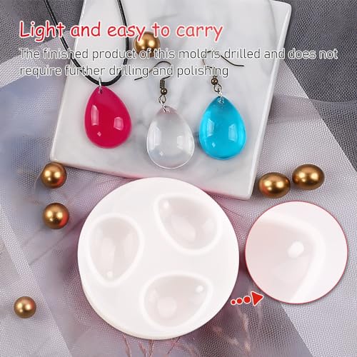 Comidox 2Pcs Silicone Pendant Water Drop Gem Mold Resin Casting Pendant Tool with Hole - Image 3