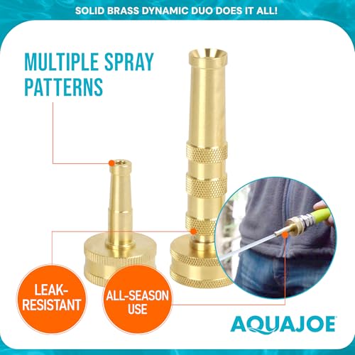 Sun Joe Aqua Joe SJI-4BHNC Ultimate Solid Brass, Heavy Duty, Indestructible Series, Adjustable Twist Nozzle and Bonus Jet Sweeper Nozzle, Brass - Image 5