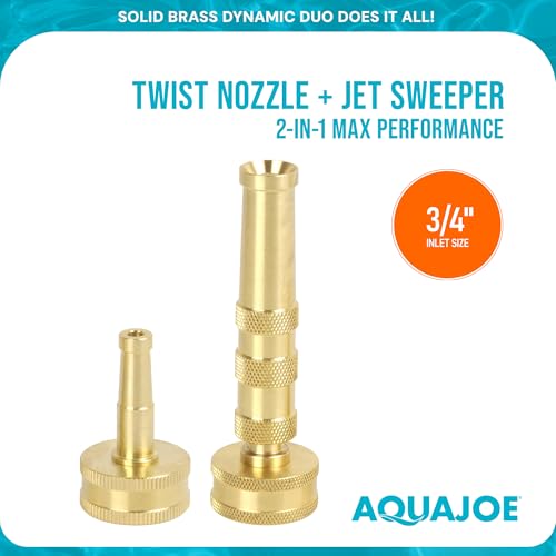 Sun Joe Aqua Joe SJI-4BHNC Ultimate Solid Brass, Heavy Duty, Indestructible Series, Adjustable Twist Nozzle and Bonus Jet Sweeper Nozzle, Brass - Image 4