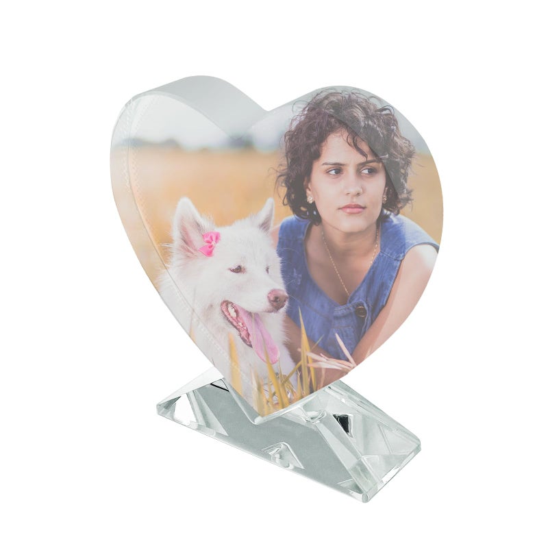 Ismosm Ismosm Sublimation Blanks Crystal Tabletop Decor Decorative Signs Plaques Custom Photo Frame DIY Picture Frame Blank  Heart 