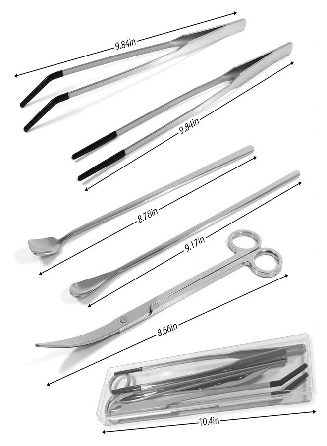 CerAiCoae مجموعة أدوات تغذية الزواحف المكونة من 5 قطع، تتضمن ملقطًا برأس سيليكون، وملاعق مسطحة ومستديرة، ومقصًا منحنيًا - أدوات طويلة جدًا من الفولاذ المقاوم للصدأ لأحواض الزواحف، مناسبة للتنانين الملتحية، والثعابين، والعناكب، وأحواض السمك، وموائل الأحواض المائية. - Image 3