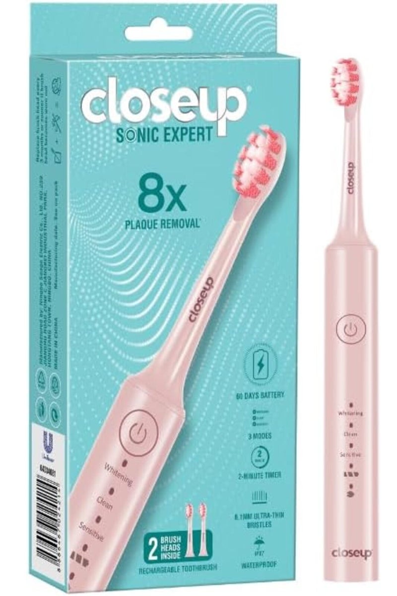 Closeup Sonic Expert Pink Rechargeable Toothbrush - Image 1