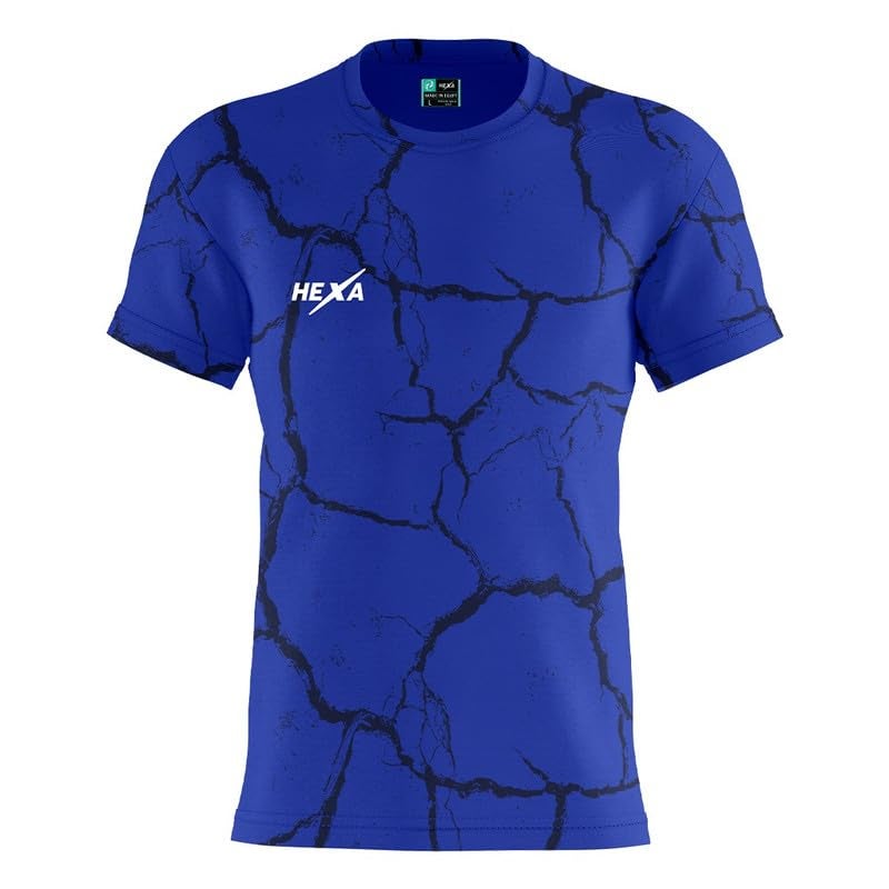 HEXA Hexa Sportswear Master 72 Performance T-Shirt for Men &amp; Women - Dry-Fit, Anti-Bacterial- Blue - Size - L 16000-Blue- Size -L