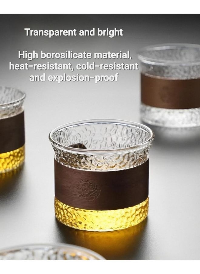Generic - 2 Borosilicate Glass Mugs with Removable Wooden Lid, Heat Resistant, Microwave & Dishwasher Safe | Use for Tea, Coffee, Green Tea & Lemon Tea | 170ml - Image 1
