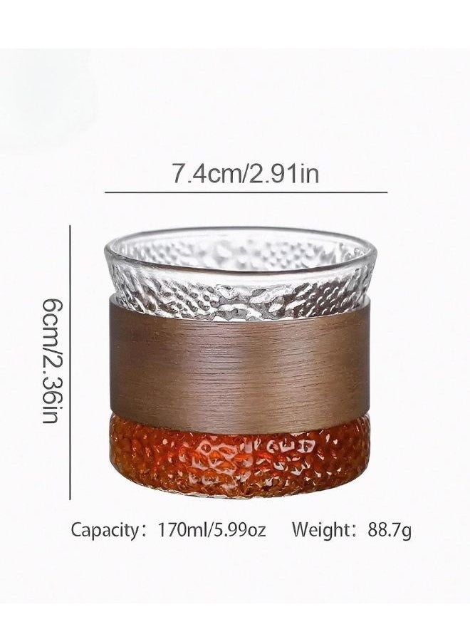Generic - 2 Borosilicate Glass Mugs with Removable Wooden Lid, Heat Resistant, Microwave & Dishwasher Safe | Use for Tea, Coffee, Green Tea & Lemon Tea | 170ml - Image 1