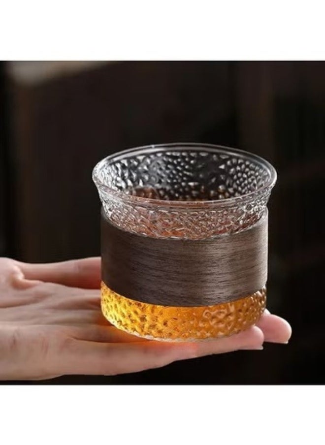 Generic - 2 Borosilicate Glass Mugs with Removable Wooden Lid, Heat Resistant, Microwave & Dishwasher Safe | Use for Tea, Coffee, Green Tea & Lemon Tea | 170ml - Image 1
