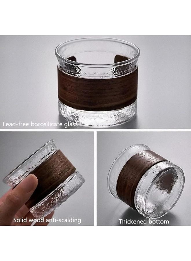 Generic - 2 Borosilicate Glass Mugs with Removable Wooden Lid, Heat Resistant, Microwave & Dishwasher Safe | Use for Tea, Coffee, Green Tea & Lemon Tea | 170ml - Image 1
