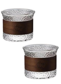 2 Borosilicate Glass Mugs with Removable Wooden Lid, Heat Resistant, Microwave & Dishwasher Safe | Use for Tea, Coffee, Green Tea & Lemon Tea | 170ml