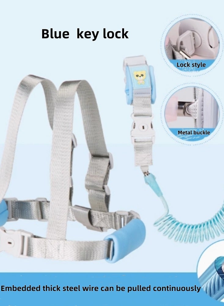 Baby Anti Lost Strap Bracelet Dual-Use (Blue 2.5-Meter Key Lock) - Image 1