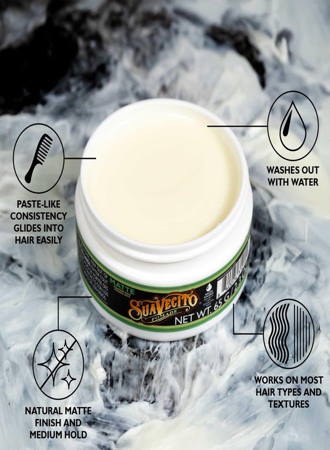 Suavecito Pomade Matte (No Shine) Formula 2.3 oz Travel Size, 1 Pack - TSA Compliant- Medium Hold Hair Pomade For Men - Matte Hair Paste For Natural Texture Hairstyles - Image 2