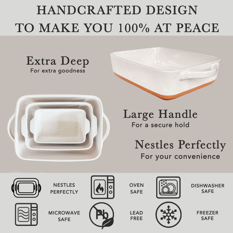 Mora 7x11in & Loaf Baking Dishes - Porcelain Casserole & Bakeware, Oven-to-Table, Freezer Safe - Set of 2, White - Image 4