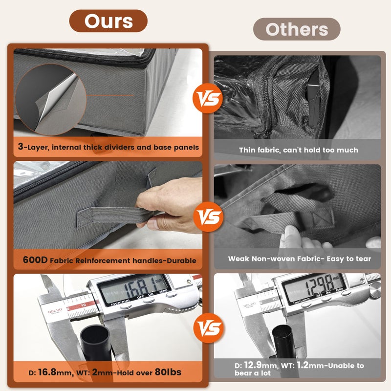 GEMWON XXXL 78L Under Bed Storage with Wheels, Rolling Storage Containers with Clear Lid & Label, Heavy-Duty Metal Frame, Easy Pull-out, Underbed Storage Bins for Clothes, Shoes, Blankets, and Toys(2PACK) - Image 4