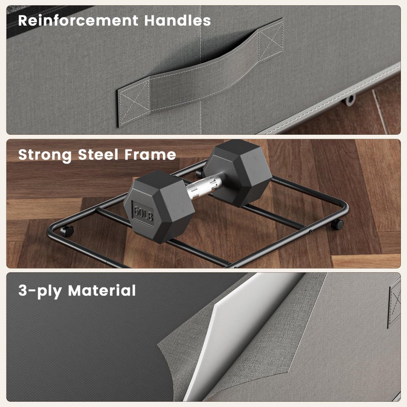 GEMWON XXXL 78L Under Bed Storage with Wheels, Rolling Storage Containers with Clear Lid & Label, Heavy-Duty Metal Frame, Easy Pull-out, Underbed Storage Bins for Clothes, Shoes, Blankets, and Toys(2PACK) - Image 3