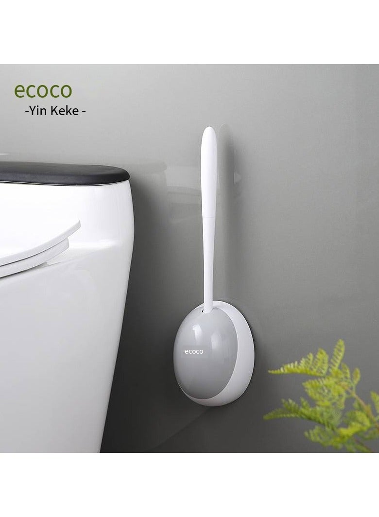 ecoco Making Tech Silicone Toilet Brush, Bathroom Brush Holder Set for Toilet Cleaning, Silicone Toilet Cleaning Brush Set with Soft Bristles Brush (White) - Image 1
