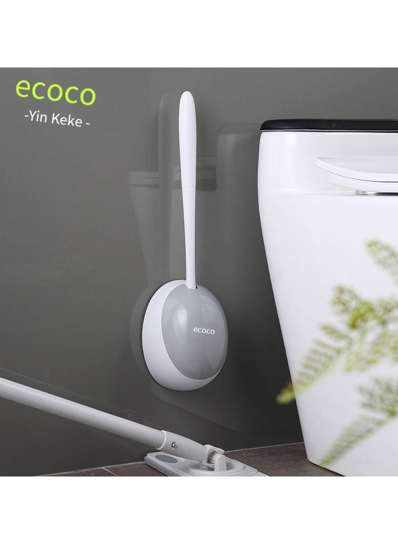 ecoco Making Tech Silicone Toilet Brush, Bathroom Brush Holder Set for Toilet Cleaning, Silicone Toilet Cleaning Brush Set with Soft Bristles Brush (White) - Image 2