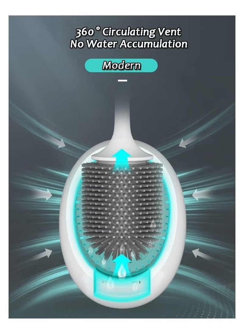 ecoco Making Tech Silicone Toilet Brush, Bathroom Brush Holder Set for Toilet Cleaning, Silicone Toilet Cleaning Brush Set with Soft Bristles Brush (White) - Image 4