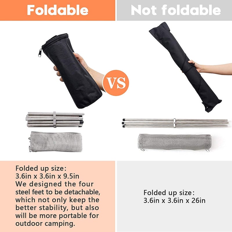 Loquat Portable Camping Fire Pit Extra Large 22 Inch Collapsible Stainless Steel Mesh Fire Pit Outdoor Wood Burner Foldable Campfire - Image 5