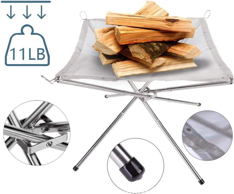 Loquat Portable Camping Fire Pit Extra Large 22 Inch Collapsible Stainless Steel Mesh Fire Pit Outdoor Wood Burner Foldable Campfire - Image 4