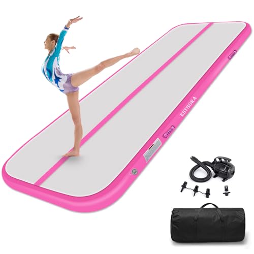 Estgora Gymnastics Mat For Tumbling 10ft Tumble Track 4 Inch Thick Inflatable Gymnastic Training Equipment For kids At Home Gym Cheerleading with Electric Pump - Image 1