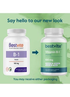 BESTVITE BESTVITE Vitamin B-1 100mg (240 Vegetarian Capsules) - No Stearates - No Dicalcium Phosphate - Vegan - Non GMO - Gluten Free  - Image 3