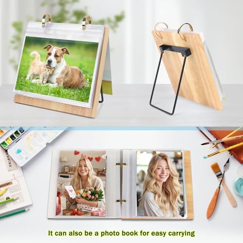 ZEEYUAN 5x7 Landscape Picture Frame for Office Desk 5x7 Flip Photo Album Horizontal Standing on Tabletop Photo Collection, Mother's Day Gift for Mom From Daughter Son - Image 2