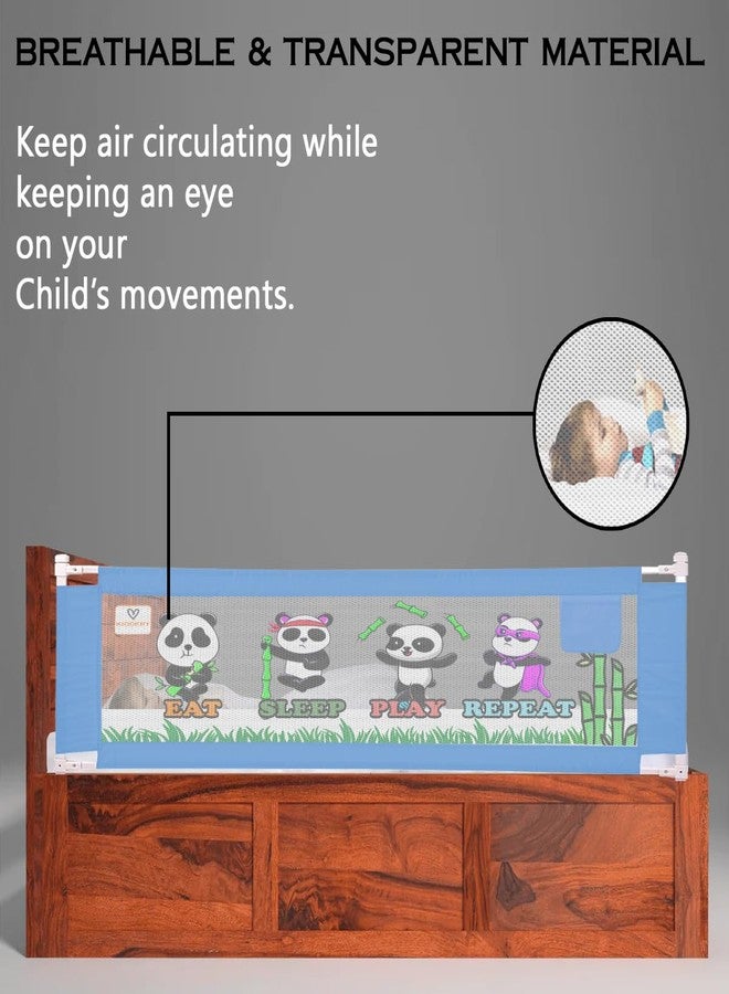 Kiddery حاجز سرير للأطفال الصغار والكبار | حاجز أمان قابل للتعديل للأطفال وكبار السن | حاجز سرير محمول مع جيب تخزين - يناسب الأسرة المفردة والمزدوجة والملكية (مطبوع عليه باندا زرقاء، عبوة من قطعة واحدة) - Image 3
