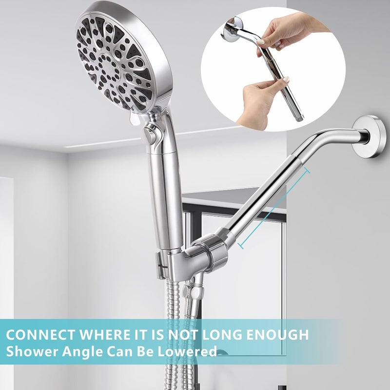 Nuodan Shower Extension Arm, Solid Stainless Steel Shower Pipe Extension with Teflon Tape and Washer, For Lowering or Extending Showerhead (6 Inch, Chrome) - Image 4