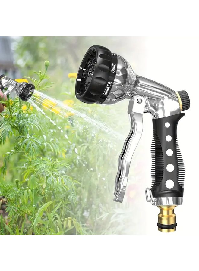 1pc Adjustable 8 Pattern Pressurized Garden Hose Nozzle For Car Wash Pet Bath Cleaning - Image 1