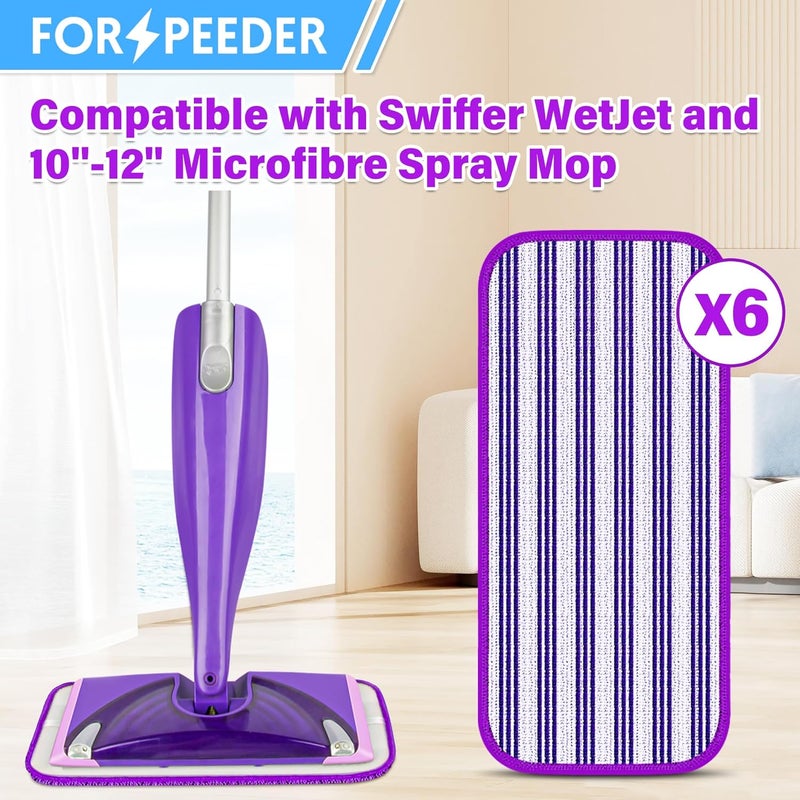 6 عبوات من وسادات الممسحة القابلة لإعادة الاستخدام لممسحة Swiffer WetJet Spray، وسادات مبللة قابلة لإعادة التعبئة وقابلة للغسل في الغسالة، استخدام مزدوج جاف ورطب للأرضيات الخشبية والفينيل والرخام والحجر والزجاج - Image 2