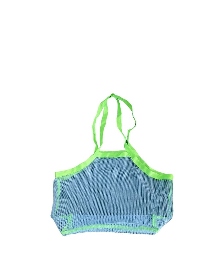 Y&D 1PCS No Deduction Large Kids Dig Sand Shell Bag Beach Toy Organizer Mesh Handbag Tote Backpack (Blue/Green)