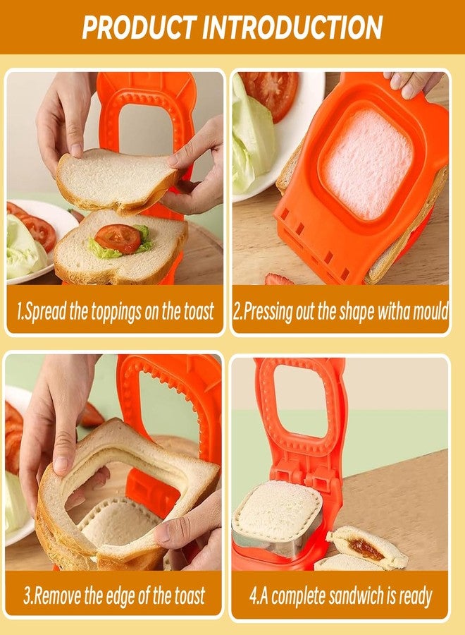 JIELUO 2Pcs Crustless Sandwich Cutter,Square&Round Sandwich Cutter and Sealer,Crustless Sandwich Maker,Sandwich Sealer for DIY Breakfast Lunch Picnic - Image 3