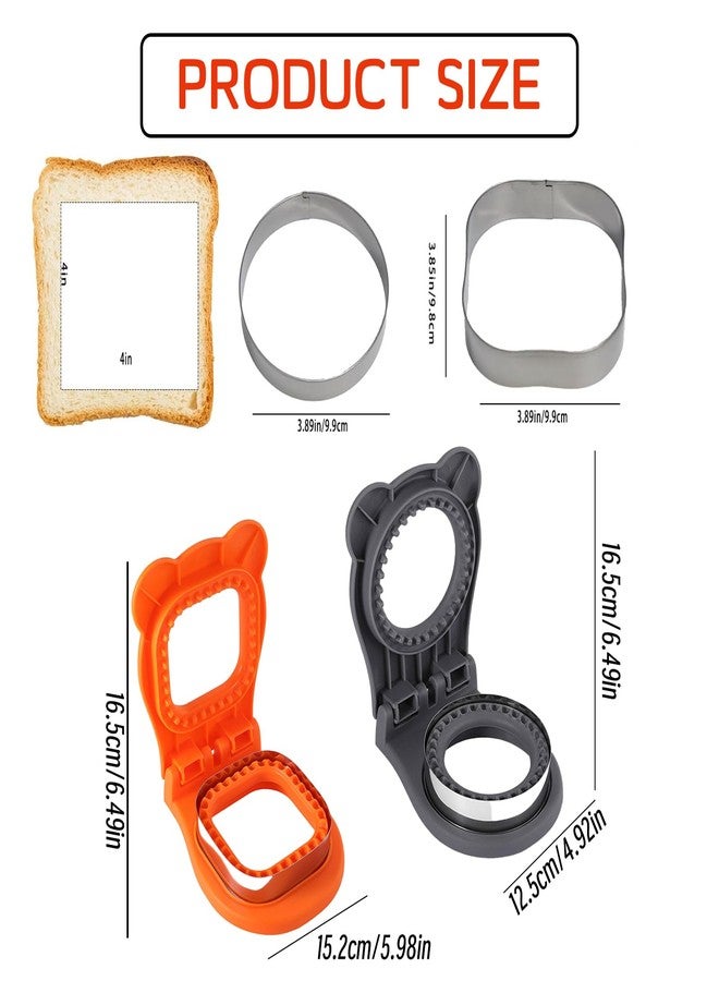 JIELUO 2Pcs Crustless Sandwich Cutter,Square&Round Sandwich Cutter and Sealer,Crustless Sandwich Maker,Sandwich Sealer for DIY Breakfast Lunch Picnic - Image 2