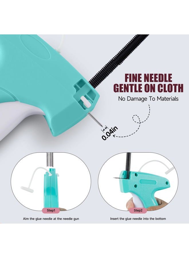 KEEUH Aqua and White Mini Tagging Stitch Gun for Clothing- Tagging Gun Clothes Stapler Sewing Hemming Tool Stitching Gun with 6 Needles and 2000 Blackand 2000 White Fasteners - Image 3