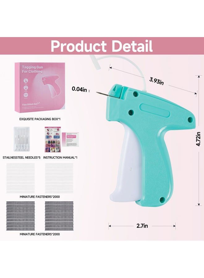 KEEUH Aqua and White Mini Tagging Stitch Gun for Clothing- Tagging Gun Clothes Stapler Sewing Hemming Tool Stitching Gun with 6 Needles and 2000 Blackand 2000 White Fasteners - Image 5
