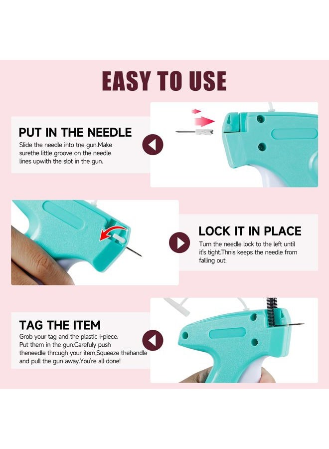 KEEUH Aqua and White Mini Tagging Stitch Gun for Clothing- Tagging Gun Clothes Stapler Sewing Hemming Tool Stitching Gun with 6 Needles and 2000 Blackand 2000 White Fasteners - Image 2