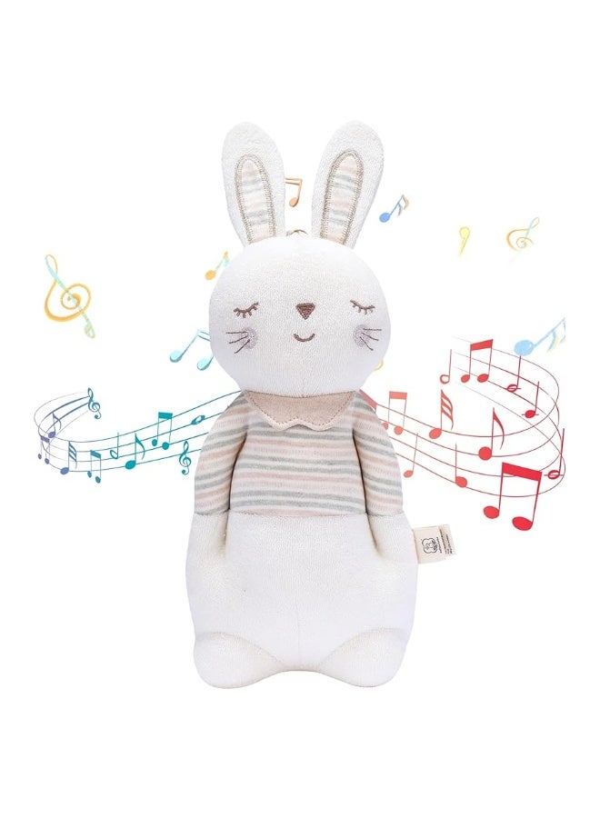 COTTONBEBE ألعاب الأطفال العضوية من كوتون بيبي، لعبة أرنب محشوة مع موسيقى تهويدة للأطفال الرضع من 0 إلى 3 و6 و12 إلى 36 شهرًا للأولاد والبنات، هدية مثالية للمولود الجديد - Image 5