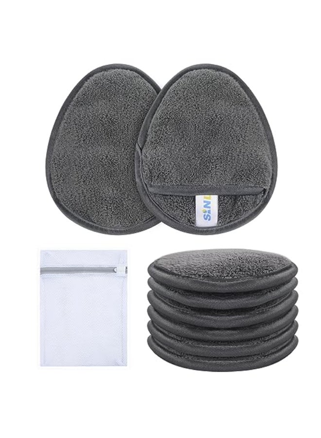 SINLAND Reusable Makeup Remover Pads For FaceEyeLips Microfiber Gentle Facial Cleansing Cloths for All Skin Types Friendly for Makeup Remover With Laundry Bag 51inchx393inch Grey Pack of 6 - Image 1