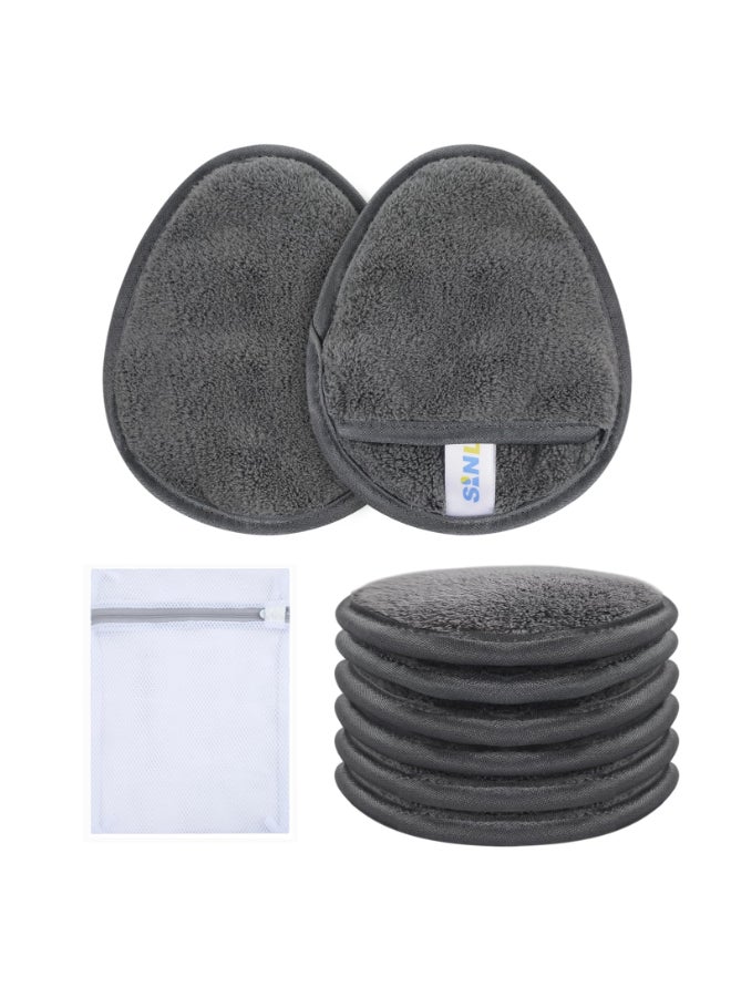 SINLAND Reusable Makeup Remover Pads For FaceEyeLips Microfiber Gentle Facial Cleansing Cloths for All Skin Types Friendly for Makeup Remover With Laundry Bag 51inchx393inch Grey Pack of 6 - Image 2