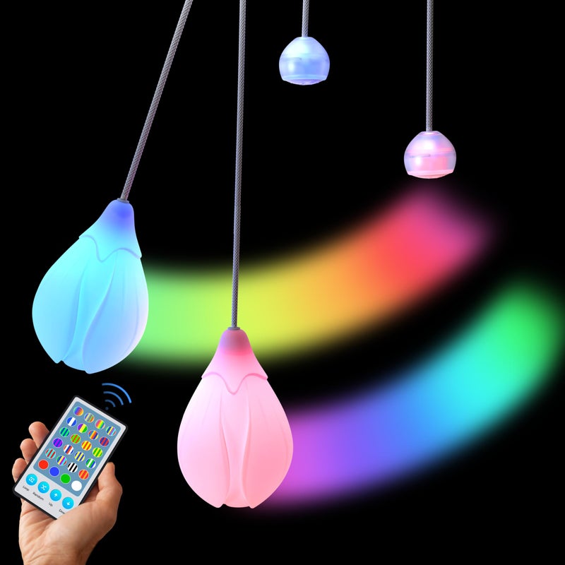 Papi Dada LED Poi Balls Set for Children and Adults - Rechargeable Flower-Shaped Light Poi Balls for Professionals | LED Pois Kids Juggling | Juggling Set & Light Painting Accessories | Fire Poi Balls - Image 1