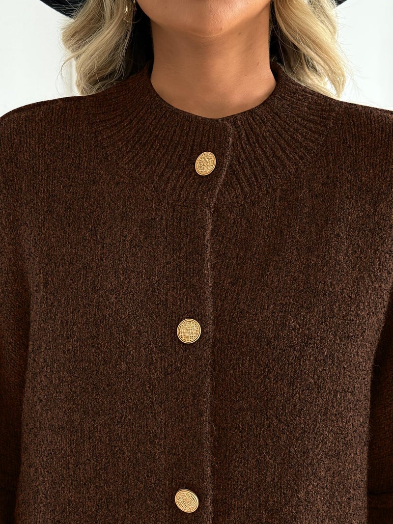 LILLUSORY Chunky Knit Cardigan Sweaters for Women 2026 Fall Fashion Outfits Winter Clothing Cozy Trendy Cute Long Oversized Jacket Travel Airport Y2k Old Money Clothes Brown S - Image 5