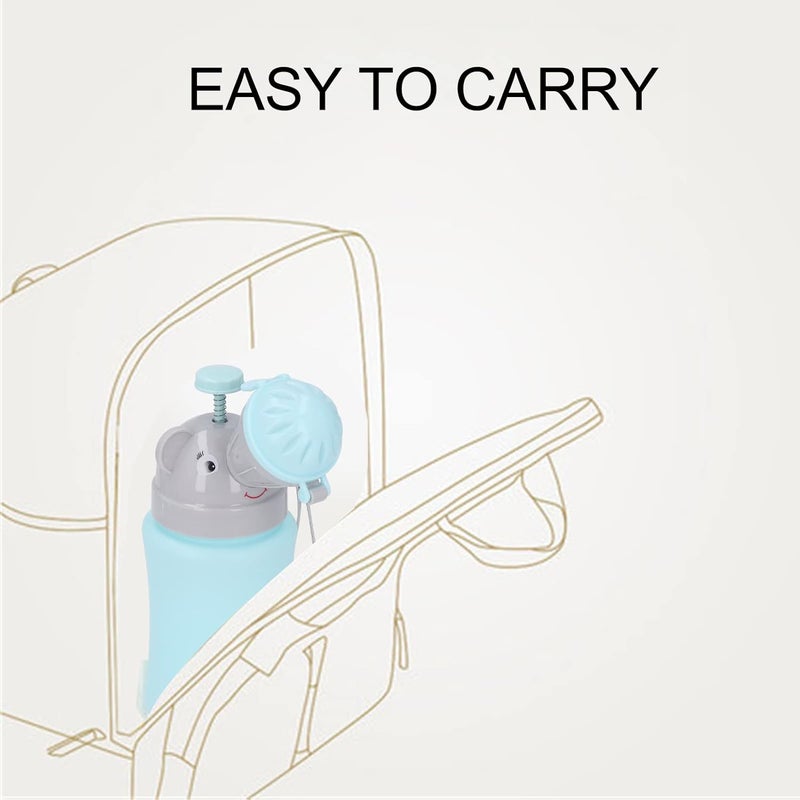 Depisuta Travel Urinal Portable Potty Pee Cup for Kids Leakproof Urinal Emergency Toilet for Camping Car Travel and Kid Potty Pee Training Pee Bottle for Toddlers Kids Blue for Boy - Image 4