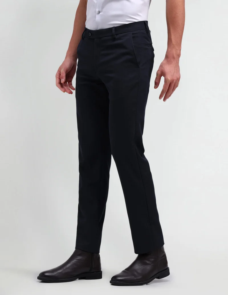 Arrow Navy Slim Fit Dobby Trousers for Men | Best Price UAE