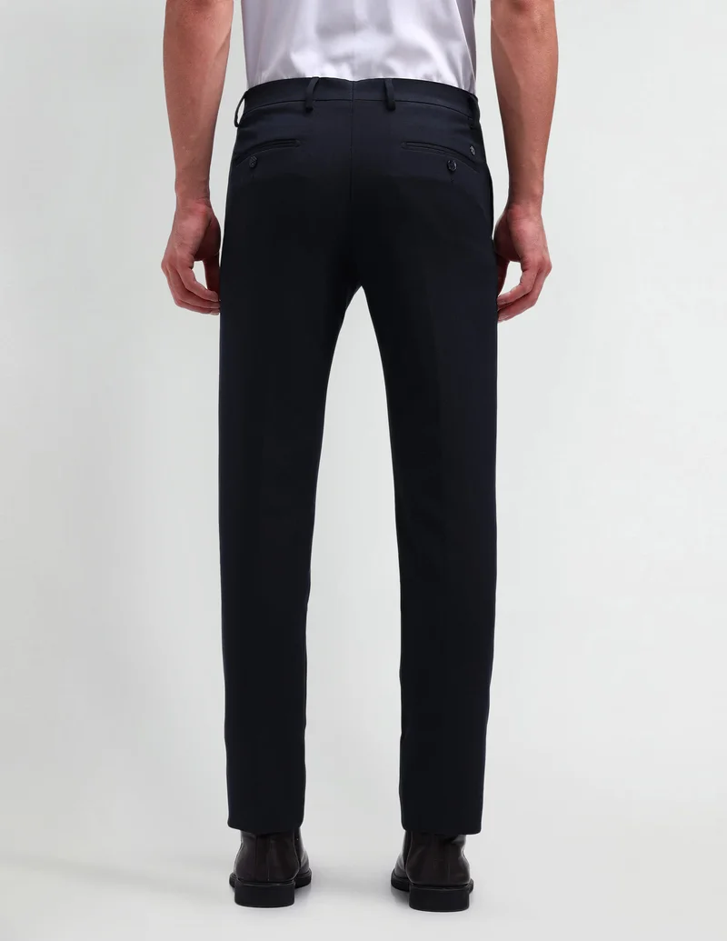 Arrow Navy Slim Fit Dobby Trousers for Men | Best Price UAE
