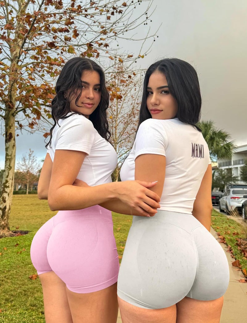 Niipty 3 Pack Workout Gym Shorts Women Scrunch Butt Lifting Seamless High Waist Yoga Booty Shorts for Women - Black+Grey+Pink M - Image 5